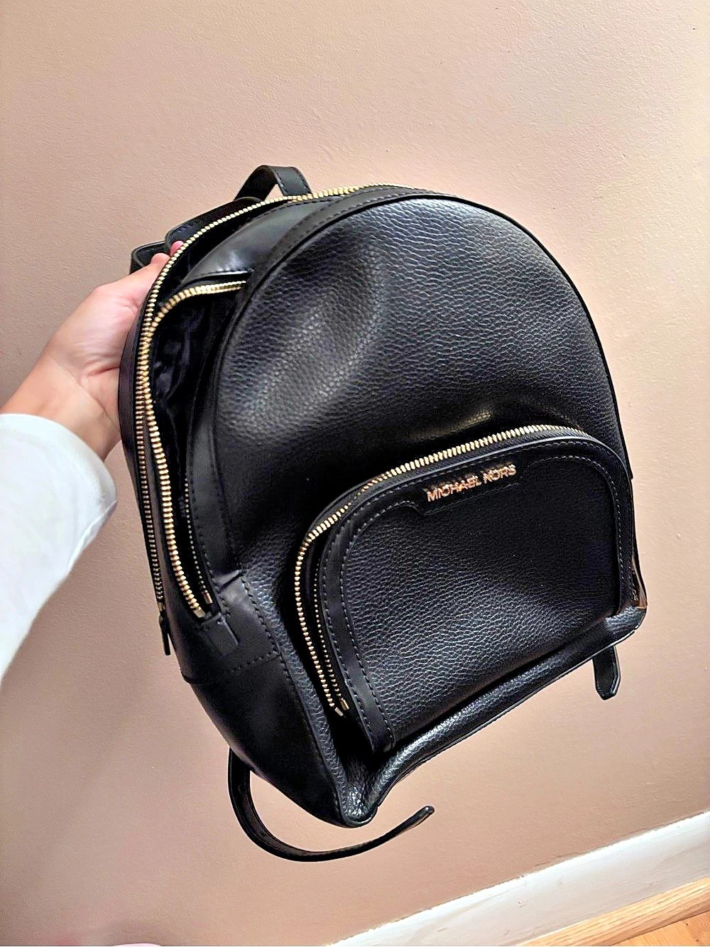 Michael Kors Rhea Medium Pebbled Leather Backpack Black